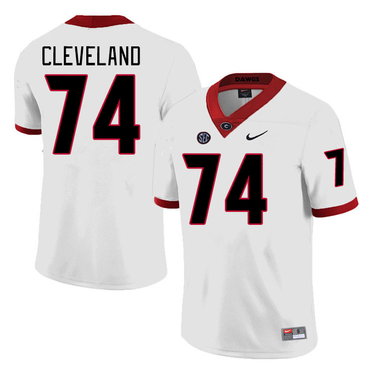 #74 Ben Cleveland Georgia Bulldogs Jerseys Football Stitched-Retro White